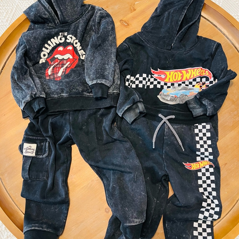 The Rolling Stones Black Kids Hoodie Set